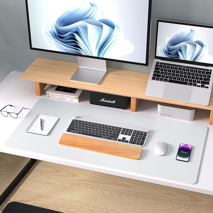 Aothia Leather Desk Pad Protector, Large Mouse Pad, Office Mat, Non-Slip PU Leather Blotter, Laptop Desk Pad, Waterproof Writing Pad for Office and Home (Barely Grey, 23.6" x 13.7") - Image 8