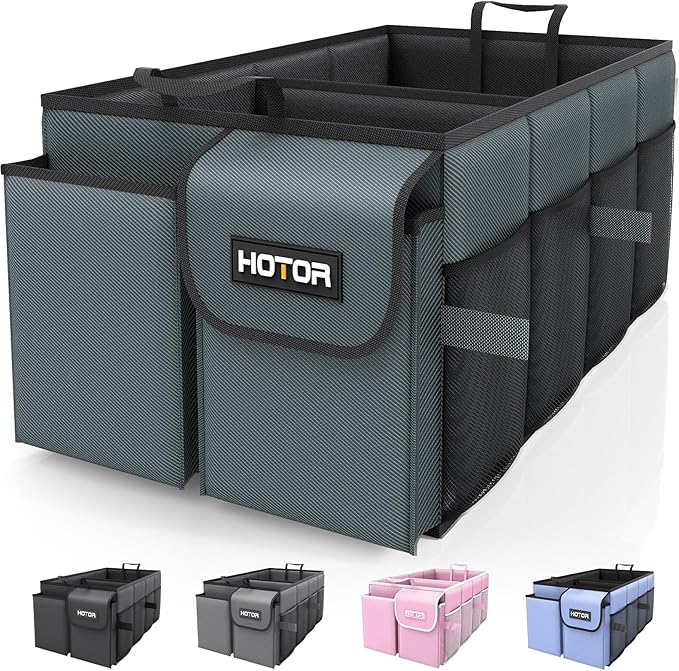 HOTOR Trunk Organizer for Car - Car Organizer, Foldable Trunk organizer for SUVs & Sedans, Sturdy Organization for Car Accessories, Tools, Sundries, Deep Teal, 2 Compartments, 21.3"×12.6"×10.6" by HOTOR