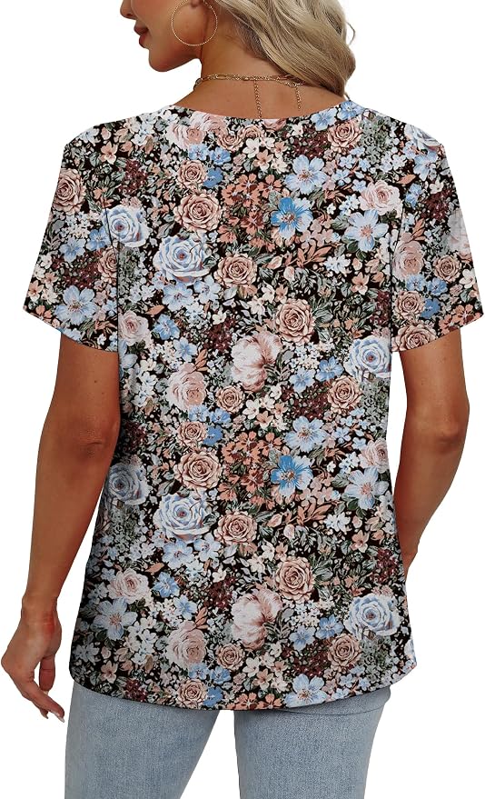 Alaroo Womens Summer Tops 2026 V Neck Short Sleeve Shirts Trendy Dressy Casual Vacation Outfits Printed - Image 4