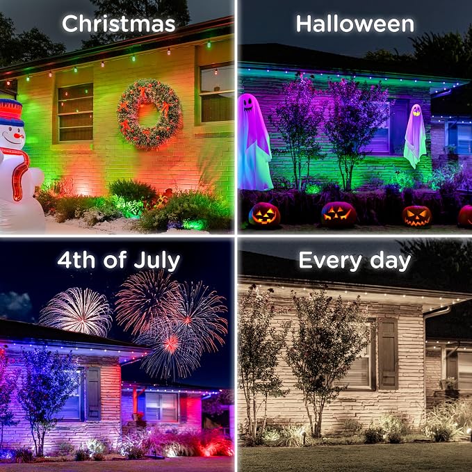 Enbrighten Vibe Eternity Garden Lights, 50ft, 12 RGBWIC LEDs, Waterproof, Uplights, Outdoor Landscape Lighting, Home Exterior Spotlight, Smart App, Works with Alexa, Google Home, 83790 - Image 8