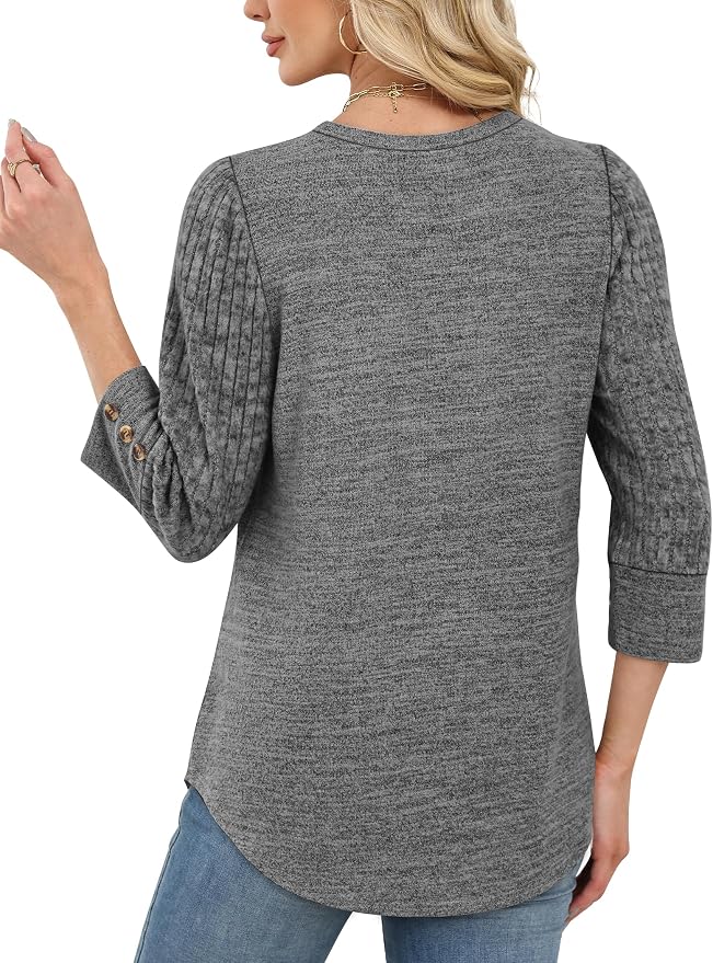 WIHOLL 3/4 Length Sleeve Womens Tops Sweaters Shirts Lightweight Spring Outfits 2026 Winter Clothing S-2XL - Image 5