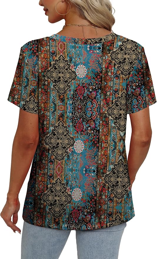 Alaroo Womens Summer Tops 2026 V Neck Short Sleeve Shirts Trendy Dressy Casual Vacation Outfits Printed - Image 5