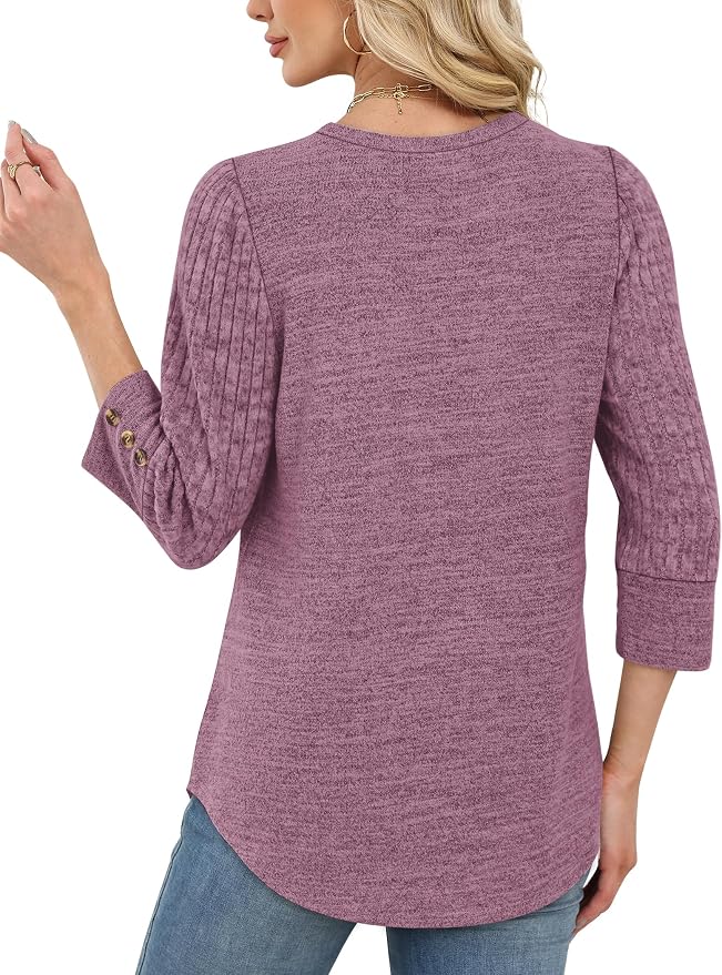 WIHOLL 3/4 Length Sleeve Womens Tops Sweaters Shirts Lightweight Spring Outfits 2026 Winter Clothing S-2XL - Image 5