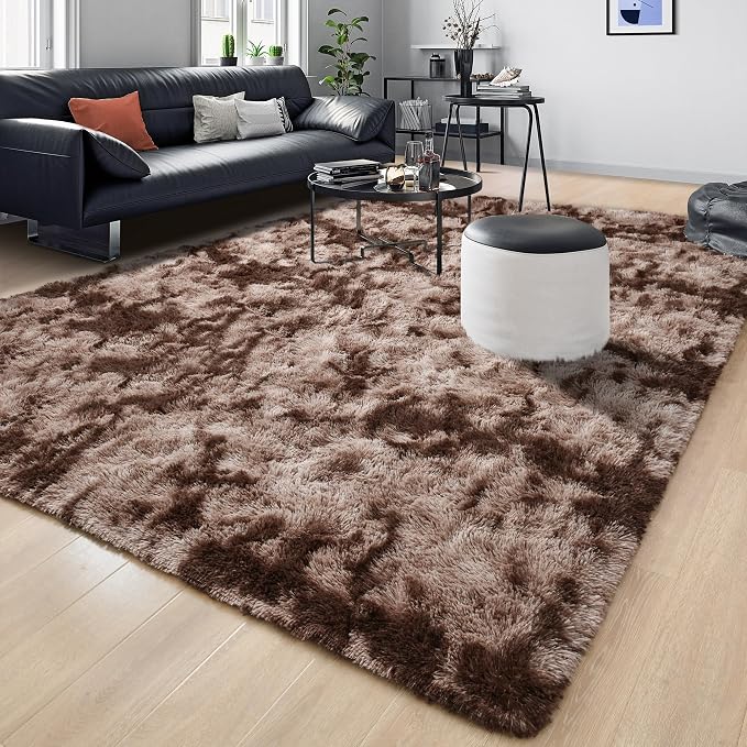 Tepook 4x6 Area Rugs for Living Room Bedroom, Soft Fluffy Plush Shaggy Girls Boys Kids Room Rug, Shag Upgrade Non-Slip Throw Carpet for Dorms Nursery Classroom Home Decor, Tie-Dyed Brown - Image 8