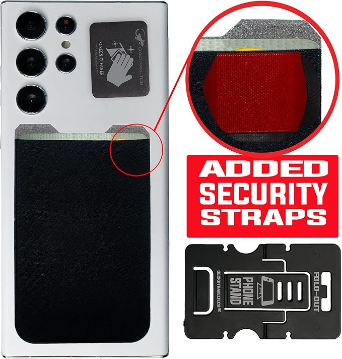 Phone Wallet - Adhesive Card Holder - Cell Phone Pouch - Stick on Lycra Pocket by Gecko - Carry Credit Cards and Cash - Image 9