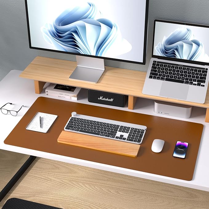 Aothia Leather Desk Pad Protector, Mouse Pad, Office Desk Mat, Non-Slip PU Leather Desk Blotter, Laptop Desk Pad, Waterproof Desk Writing Pad for Office and Home (Brown,23.6" x 13.7") - Image 9