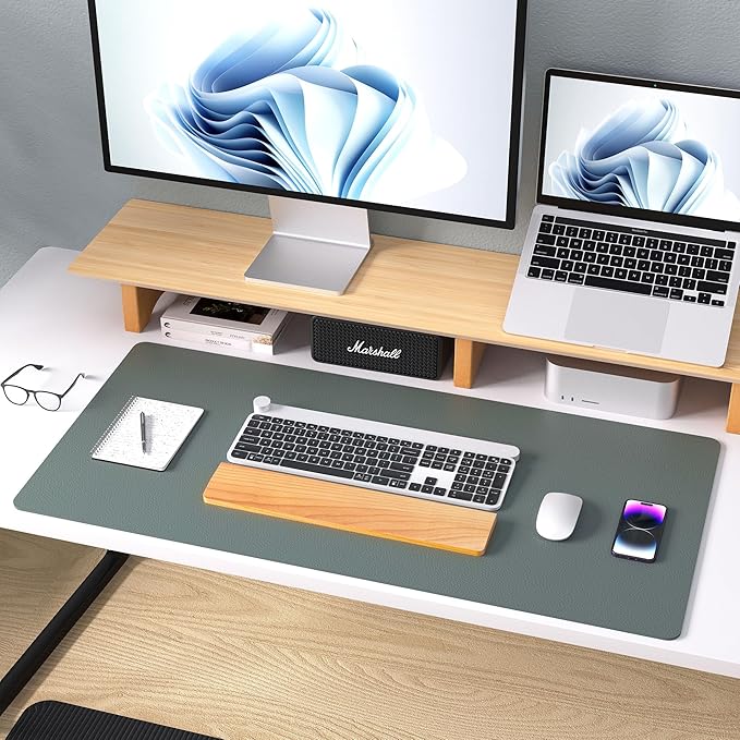Aothia Leather Desk Pad Protector, Large Mouse Pad, Office Desk Mat, Non-Slip PU Leather Desk Blotter, Laptop Desk Pad, Waterproof Desk Writing Pad for Office and Home (Jungle Green, 23.6" x 13.7") - Image 8