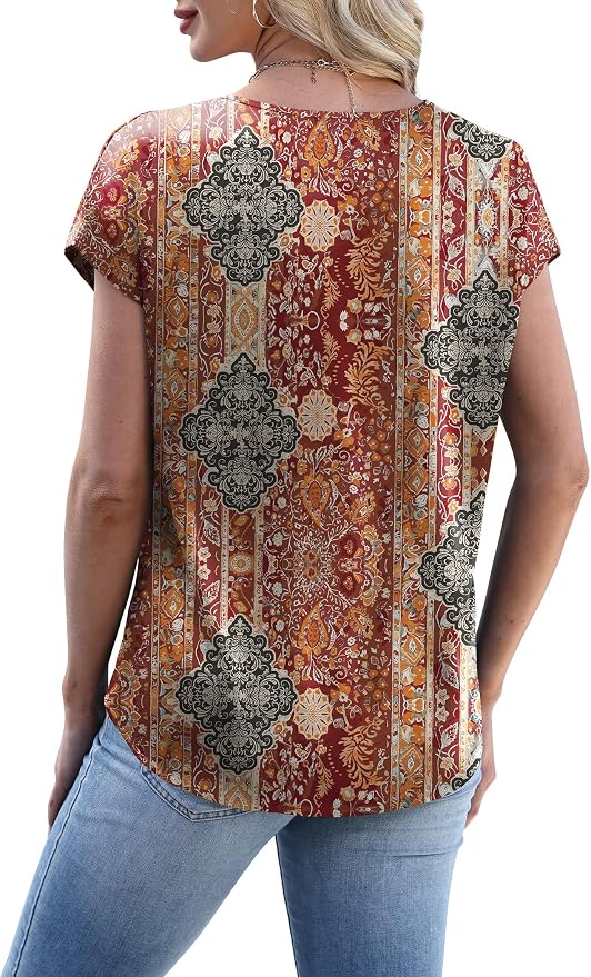 WIHOLL Womens Satin Summer Tops Cap Short Sleeve Blouses V Neck Shirts Business Casual Outfits Fashion Clothing 2026 - Image 6