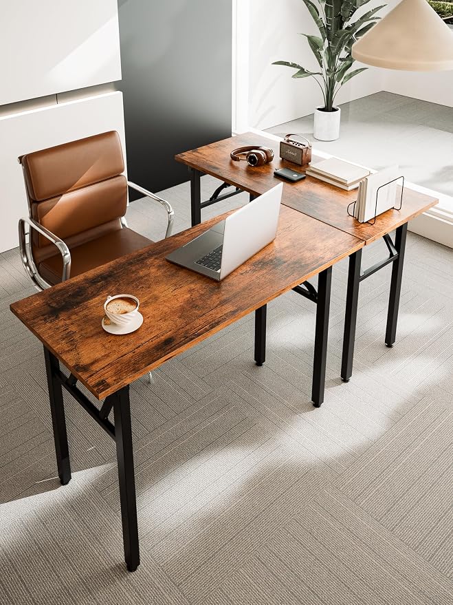 Frylr Small Folding Computer Desk – Portable 35.8 Inch Foldable Laptop Table, Collapsible and Compact for Easy Storage and Fast Setup, Lightweight for Small Spaces, Craft and Study Use, Rustic Brown - Image 8