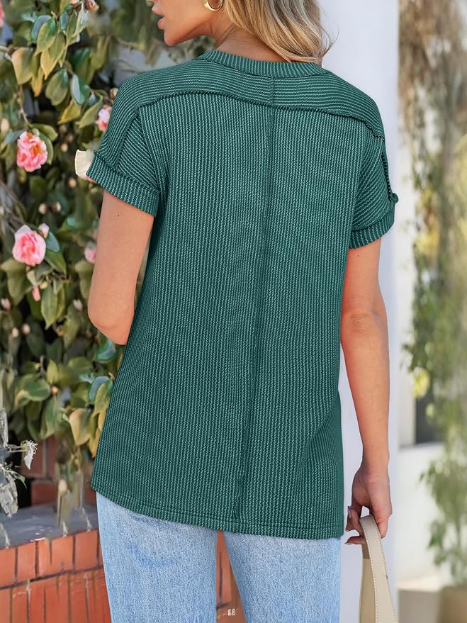 ANRABESS Womens Short Sleeve Crewneck Shirts Ribbed Knit High Low Hem T Shirt 2026 Summer Spring Casual Tops Trendy Clothes - Image 6