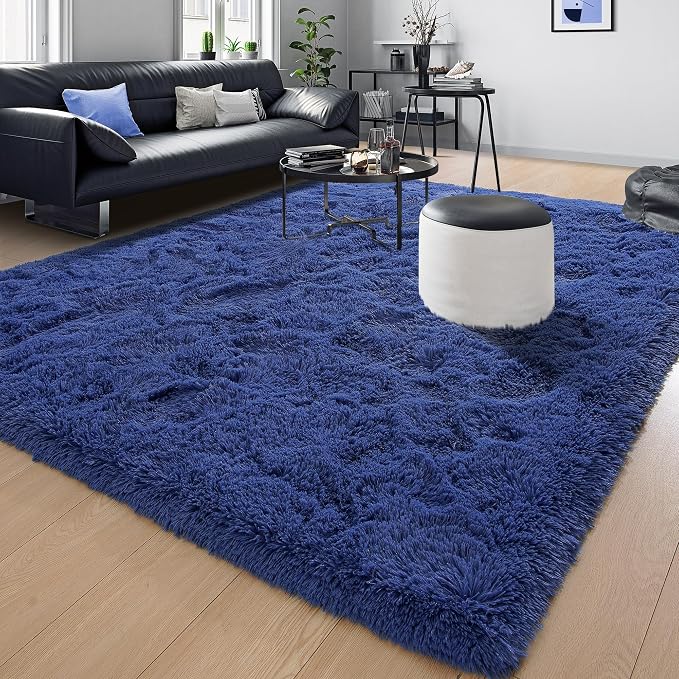 Tepook Fluffy Large Rugs for Living Room, Shag Area Rug 6x9 Soft Carpet for Bedroom, Modern Shaggy Rug for Kids Boys Girls, Plush Indoor Nursery Home Decor Rug with Non-Slip Bottom, Navy, 6 X 9 Feet - Image 8
