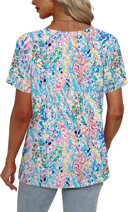 Alaroo Womens Summer Tops 2026 V Neck Short Sleeve Shirts Trendy Dressy Casual Vacation Outfits Printed - Image 5