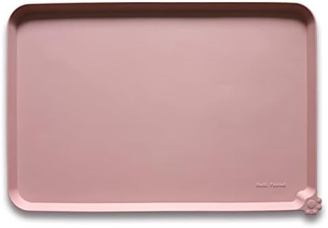 Hoki Found Large Non Slip Pet Feeding Mats - Silicone tray - Waterproof Bowls - Neutral Pink by Hoki+Found