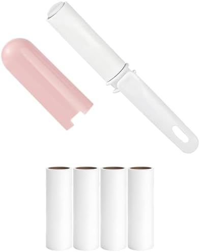 Mini Travel Lint Roller with Cover and 4 Refills Compact Sticky Roller for Clothes Travel Essentials for Pet Hair Removal Small Lint Roller for Purse Car (Pink) by Unknown