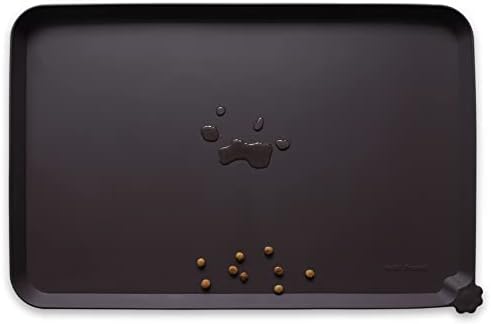 Hoki Found X-Large Silicone Non-Slip Pet Feeding Mats - Waterproof, Ideal for Dogs, Cats & Carpets - Dark Oak by Hoki+Found