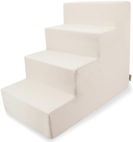 Best Pet Supplies Dog Stairs & Steps - Foam Steps for Small Dogs & Cats, Non-Slip Indoor Balanced Pet Step Support, Dog Ramp, No Assembly, Ivory, 4-Step (18-inch Height) by BestPetSuppliesLLC