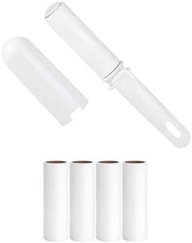 Travel Lint Roller Mini Refillable On the Go Lint Roller with Cover and 4 Refills Total 150 Extra Sticky Sheets for Pet Hair Lint Remover for Clothes (White) by Unknown