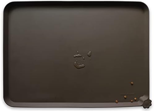 Hoki Found X-Large Silicone Pet Food Mat Tray - Non-Slip Dog and Cat Bowl Placemat - Waterproof Feeding Mat for Carpet - Coffee by Hoki+Found