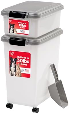 IRIS USA Dog Food Storage Container, Up to 30+11 lbs, Gray/Dark Gray by IRISUSA
