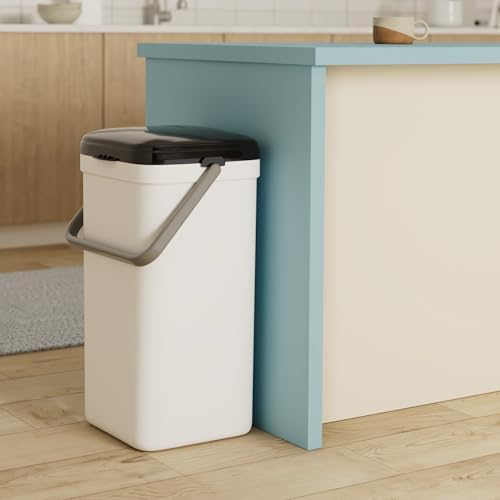 PetFusion Portable Cat Litter Disposal; Innovative Dog Poop Trash Can with Locking Handle, included Deodorizer; Built-in Poop Bag Holder; With 10 Waste Bags; White and Black - Image 2