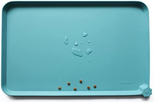 Hoki Found L Silicone Pet Food Mats Tray - Non Slip Pet Dog Cat Bowl Mats Placemat - Dog Pet Cat Feeding Mat - Waterproof Dog Cat Food Mats -Pet Water Mats for Carpet -Glacier by Hoki+Found
