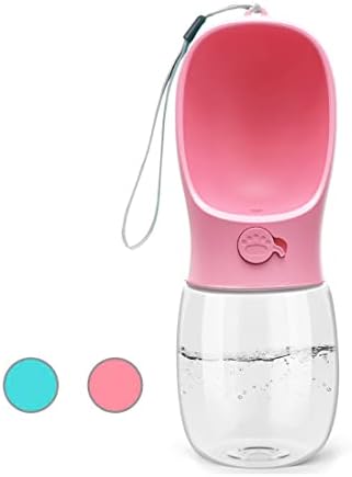 Kalimdor Dog Water Bottle, Leak Proof Portable Puppy Water Dispenser with Drinking Feeder for Pets Outdoor Walking, Hiking, Travel, Food Grade Plastic (12oz Pink) by MCMHomeGoods