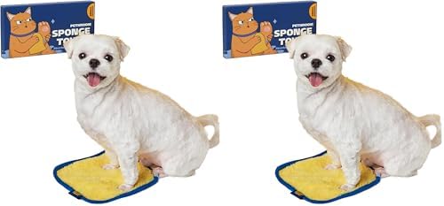 PETHROOM] Portable Pet Towel for Dogs & Cats | Professional Pet Dryer, Super Absorbent & Quick-Drying Dog Dryer | Lightweight, Durable, Ultra-Soft (Small) 8"x 8" (Pack of 2) by PETHROOM