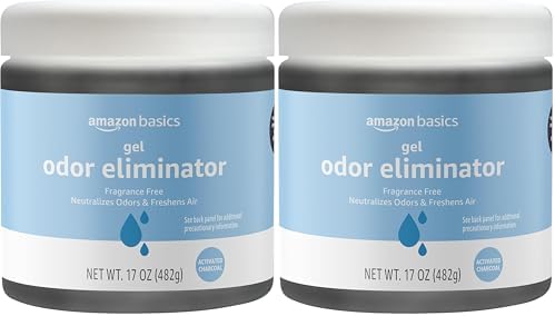 Amazon Basics Odor Eliminator, Gel, Activated Charcoal | Fragrance Free | 17 Oz | Pack of 2 by AmazonBasics