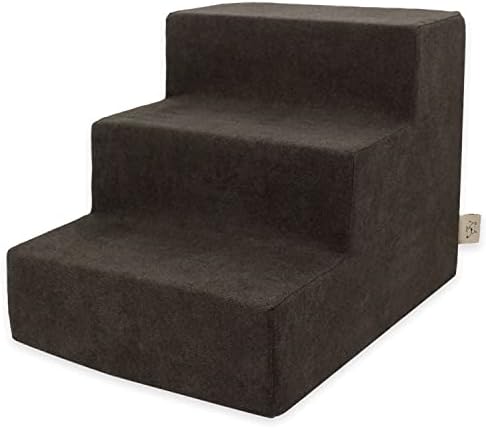 Best Pet Supplies Dog Stairs & Steps - Foam Steps for Small Dogs & Cats, Non-Slip Indoor Balanced Pet Step Support, Dog Ramp, No Assembly, Dark Brown, 3-Step (13.5-inch Height) by BestPetSuppliesLLC
