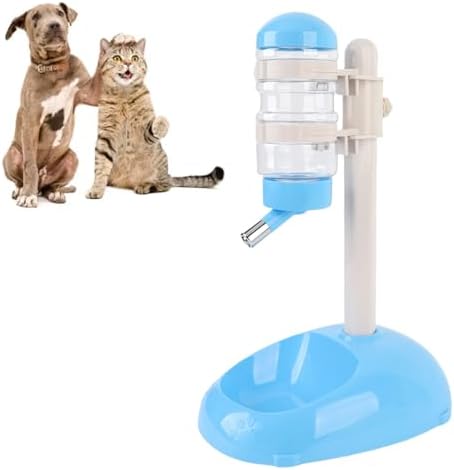 Pet Standing Water Dispenser, Adjustable Height Dog Water Bottle, with Food Feeder Bowl for Small Dogs Cats (Blue) - Image 4