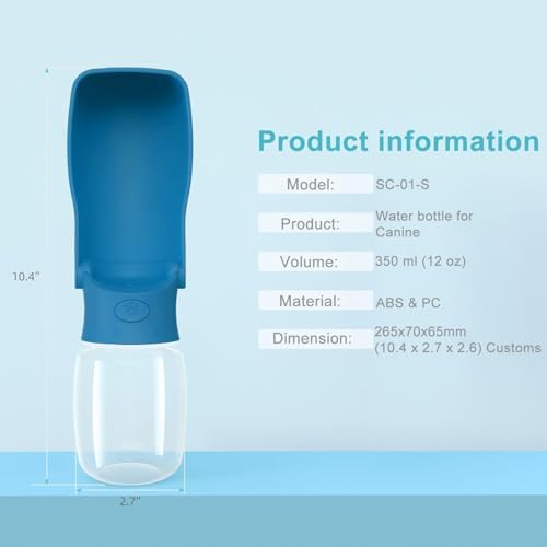 Portable Dog Small Animals Water Bottle for Walking 19 OZ or 12 OZ Pet Water Bottles for Puppy Medium Large Dogs Little Animals Water Dispenser Dog Small Animals Water Bowl - Image 5