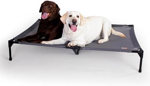 K&H Outdoor Elevated Dog Bed for XL & Giant Pets, Gray, Jumbo 56x38in by KHPetProducts