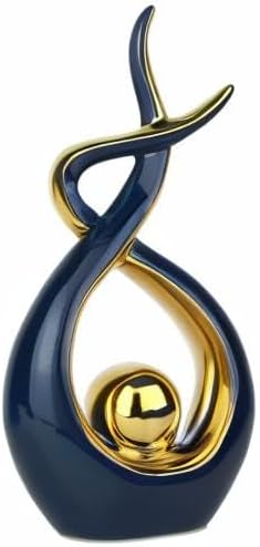 Norrclp Home Decor Modern Abstract Art Ceramic Statue Table Decorations for Dining Room Living Room Office Centerpiece (Blue and Gold, Large) - Image 7