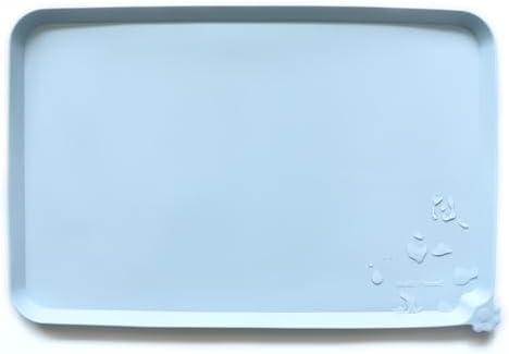 Hoki Found X-Large Silicone Pet Food Mats - Non Slip Dog Cat Bowl Placemat - Waterproof Dog Cat Food Mats for Carpet - Frost by Hoki+Found