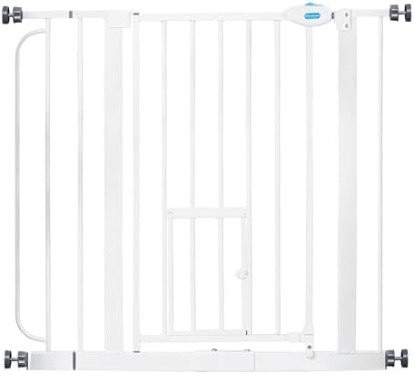 Carlson 29–36.5” Extra Wide Dog Gate with Small Pet Door, Walk-Through Pressure Mounted Metal Indoor Pet Safety Gate, Tested and Trusted by Pet Parents, American Designed, American Owned by Carlson%C2%AEPetProducts