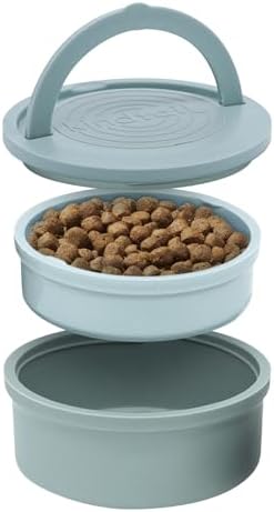 KindTail Dog Travel Bowls - Set of 2 Portable Pet Food & Water Dishes with Lid & Handle - Each Nesting Container Includes a Non-Slip Silicone Base - Microwave & Dishwasher Safe - BPA & Toxin-Free by KindTail