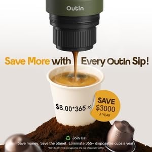 OutIn Nano Portable Electric Espresso Machine, Travel Coffee Maker | Self-Heating USB-C Car Coffee Maker for Ground Coffee & NS Capsules, Ideal for Camping, RV, Hiking and Office, Pearl White - Image 6
