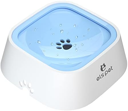 ELS PET No Spill Dog Cat Bowl 35oz 1L Anti Slip Travel Water Dispenser Blue by ELSPET
