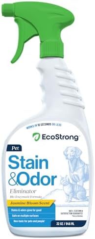 Eco Strong Pet Stain and Odor Remover - Pet Odor Eliminator, Urine Destroyer for Dogs, Pet Urine Enzyme Cleaner | Jasmine Bloom - 32 oz by EcoStrong