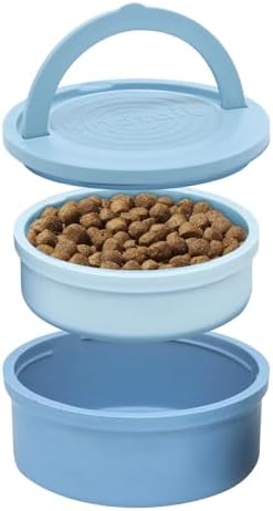 KindTail Dog Travel Bowls - Set of 2 Portable Pet Food & Water Dishes with Lid & Handle - Each Nesting Container Includes a Non-Slip Silicone Base - Microwave & Dishwasher Safe - BPA & Toxin-Free by KindTail