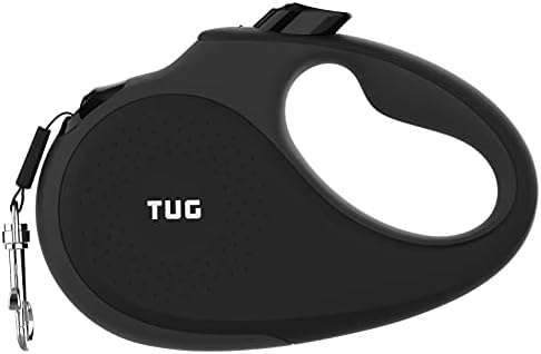 TUG Original Retractable Dog Leash, Anti-Slip, 16’ Tape (Large, Black/Grey) by TUG