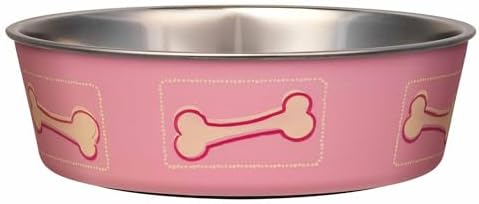Loving Pets Bella Dog Bowls- Stainless Steel Dog & Cat Bowls - Spill Proof Dog Food Bowl, Cat Bowl, Puppy Essentials & Pet Supplies Great for Home & Travel (Small 10-20 lbs, Coastal Pink) by Loving+Pets
