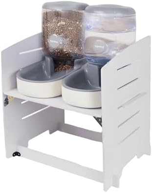 Elevated Gravity Pet Feeder & Water Dispenser Combo for Medium/Large/Senior Dogs - 4L/135oz Capacity, 5 Adjustable Height Settings, Cervical-Friendly Design Reduces Neck Strain by VEThalasynTech