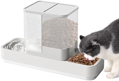 Yummy Sam Automatic Small Pet Feeder and Water Dispenser, White by YummySam