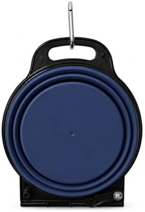 Double Collapsible Dog Bowls for Travel, Food & Water with Clip, Navy Blue - Image 5