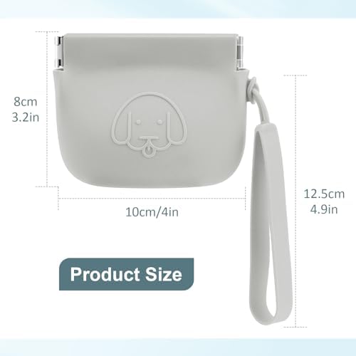 WALLFID Silicone Dog Treat Pouch Small Bag,Auto Closure,with Pet Training Clicker,Walking Bag for Dog and Cat,Pocket Size,Easy to Clean,Odorless (light grey) - Image 3