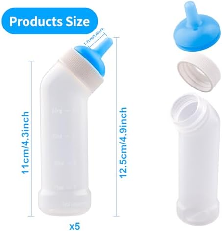 Pet Nursing Bottle for Newborn Animals,Kitten Bottle Feeding Kit Silicone Nipple for Kittens Puppys Rabbits Squirrel (Blue, Large) - Image 2