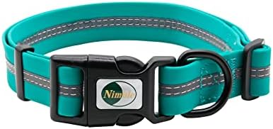 Nimble Reflective Waterproof Dog Collar Adjustable Odor Resistant Easy Clean Pet Collar for Small Medium Large Dogs Night Walking Outdoor Rainy Use (Large (15.35”-24.8”inches), Emerald Green) by NIMBLE