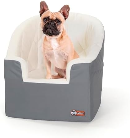 K&H Bucket Booster Dog Car Seat, Cat & Dog Booster Seat, Small Gray/Cream by KHPetProducts