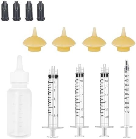 Mini Pet Feeding Bottle and Syringes with Nipples for Small Cat Dog Animals,Kittens, Puppies, Rabbits, Small Animals, Squirrel (Model 5) by XuanDa